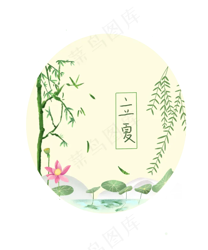 立夏节气农历荷花莲花PNG典雅(2500X3000(DPI:300))psd模版下载