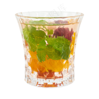 清凉花果薄荷饮料杯,免抠元素