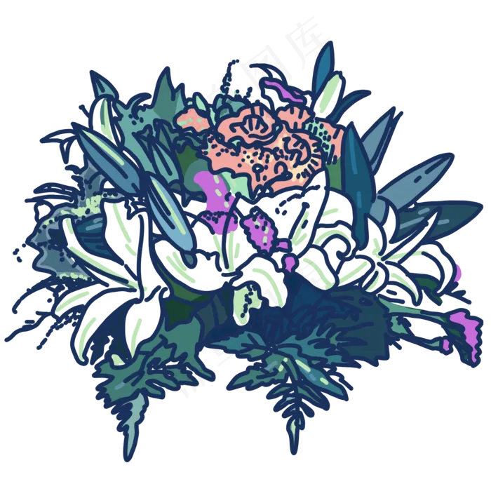 白色百合花(2000X2000(DPI:300))psd模版下载