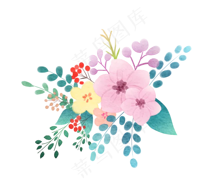 水彩花花卉(2362X2000(DPI:299))psd模版下载