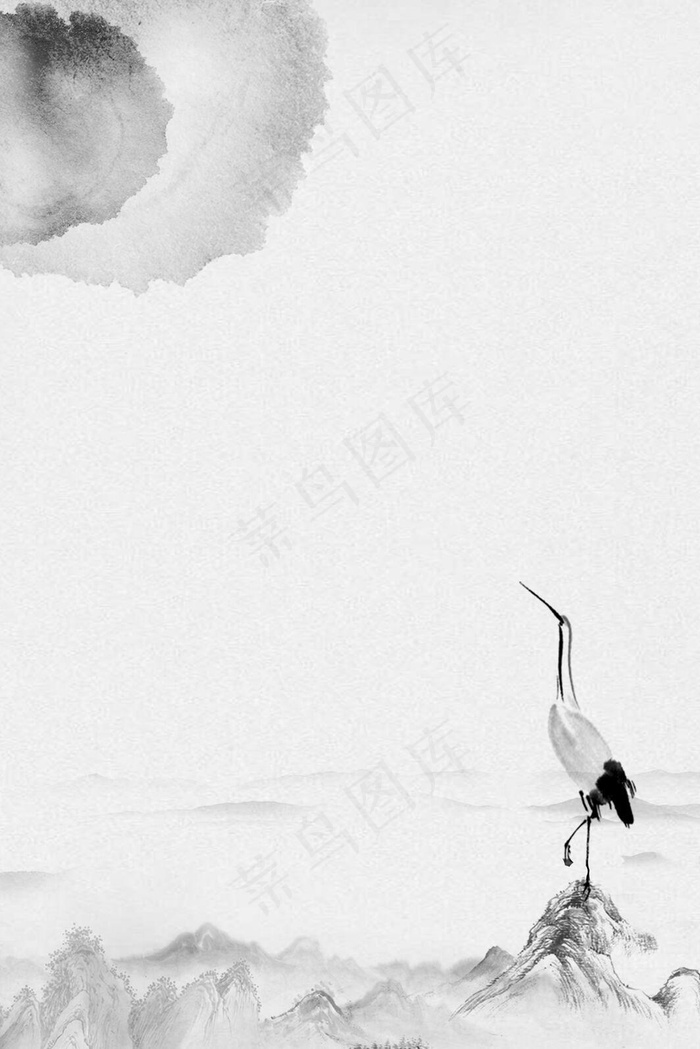 古风水墨渲染极简背景背景图片素材,背景元素