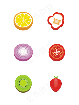 简单蔬菜水果彩色切面卡通