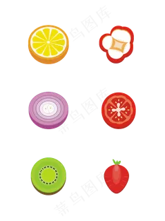 简单蔬菜水果彩色切面卡通 简单蔬菜水果彩色切面卡通