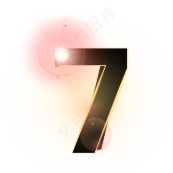 黑色光晕光效荧光数字7(3000*3000px 	      )psd模版下载