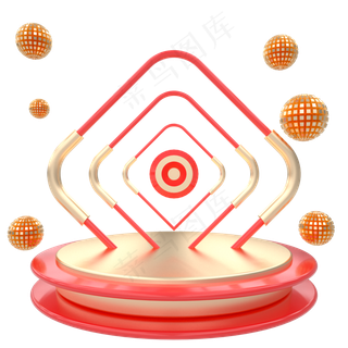 C4D母亲节红色喜庆舞台,免抠元素