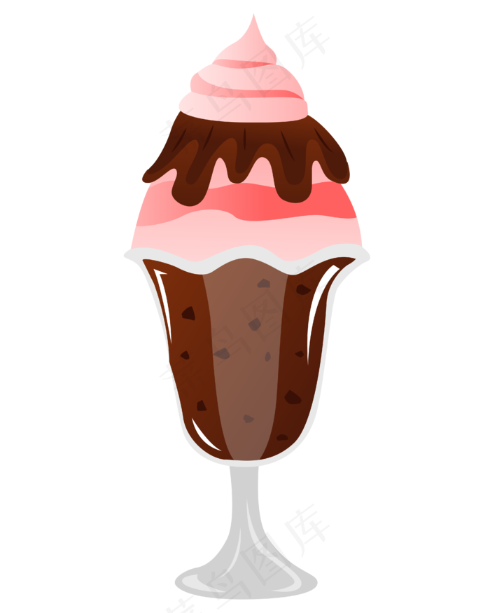 矢量夏季食物手绘水果甜筒