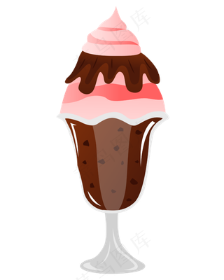 矢量夏季食物手绘水果甜筒