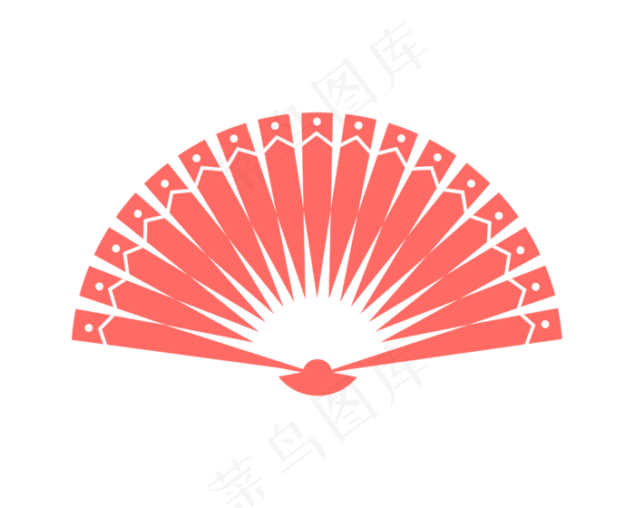 手绘红色扇子插画,免抠元素
