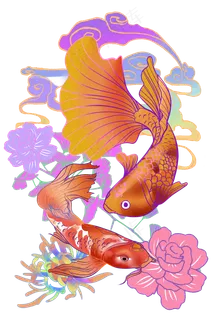 国潮时尚金鱼,免抠元素