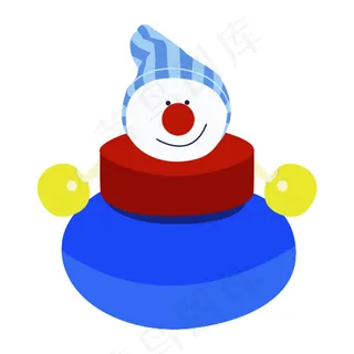 手绘矢量小丑玩偶装饰图