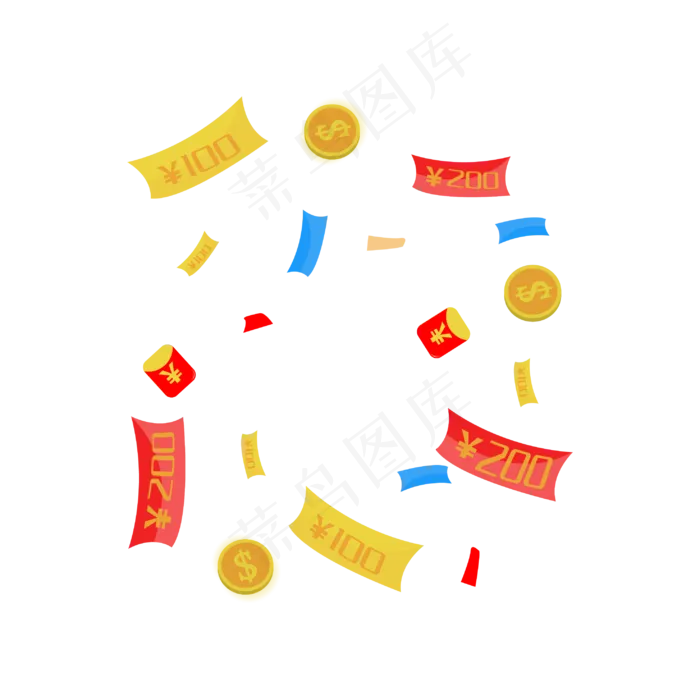 彩色漂浮优惠券,免抠元素(2953*2953px 300 dpi )ai矢量模版下载