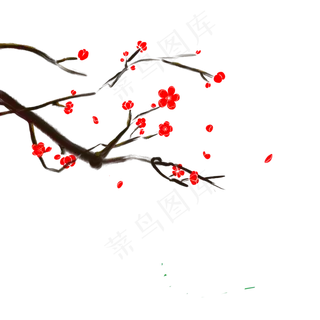 卡通免扣红色花朵