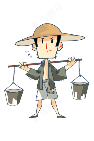 五一劳动节农民伯伯挑水