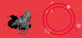 招聘大气手绘红色banner