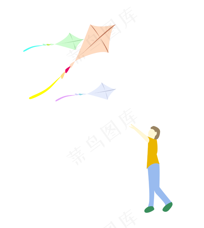 春天儿童放风筝