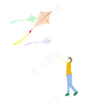 春天儿童放风筝