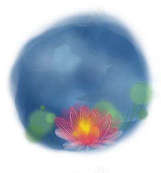 蓝色古风莲花文本框