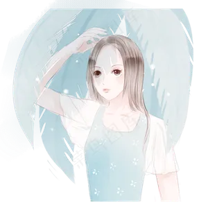 夏天日系乘凉叶子清凉卡通手绘女