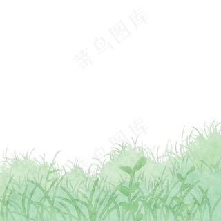 绿色小清新水彩草丛免费下载,免抠元素