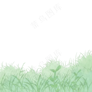 绿色小清新水彩草丛免费下载,免抠元素