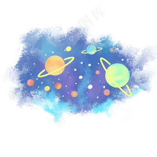 星球银河星空卡通手绘,免抠元素