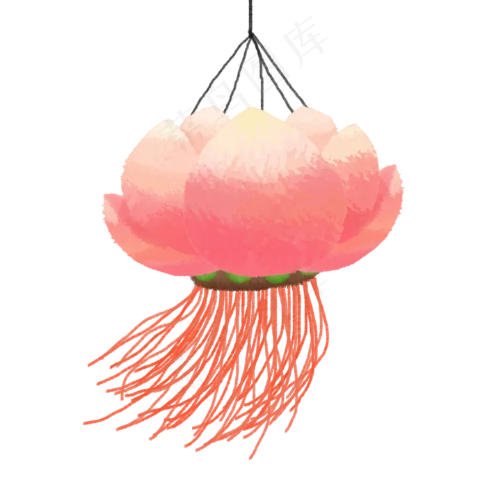 粉色荷花灯笼装饰可商用元素(2000X2000(DPI:200))psd模版下载
