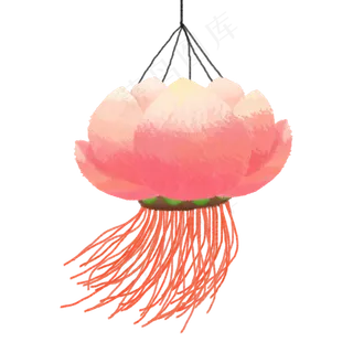 粉色荷花灯笼装饰可商用元素