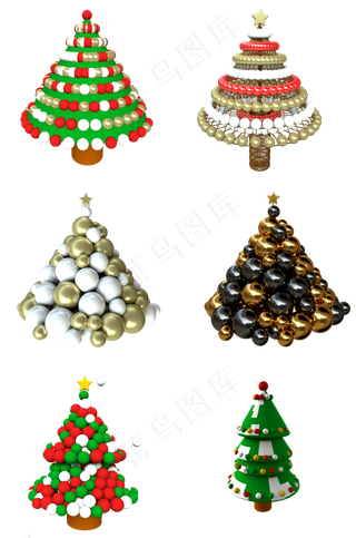 C4D立体创意圣诞树合集,免抠元素