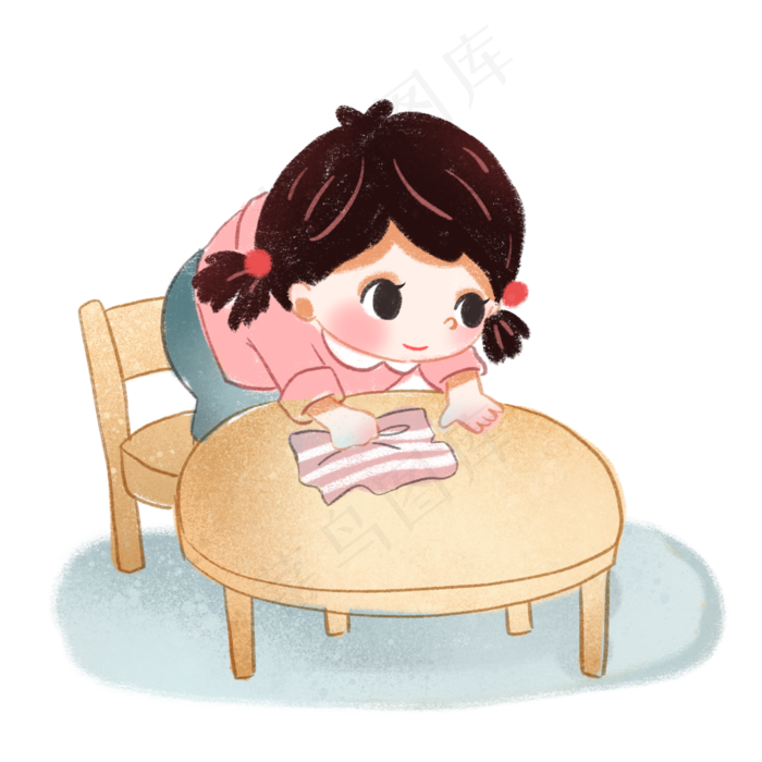 人物蜡笔风擦桌子,免抠元素