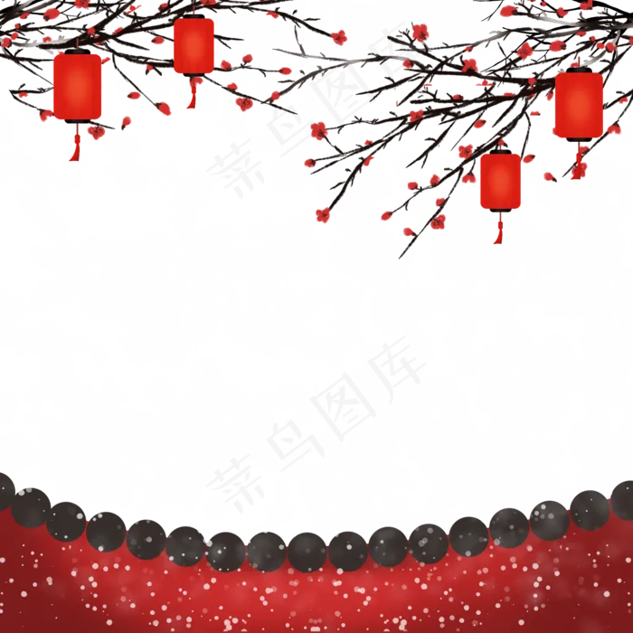 冬天古风梅花边框(2000X2000(DPI:300))psd模版下载