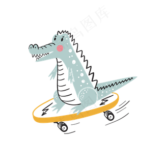 手绘卡通可爱线条动物恐龙玩耍矢,免抠元素