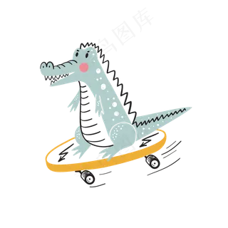 手绘卡通可爱线条动物恐龙玩耍矢,免抠元素