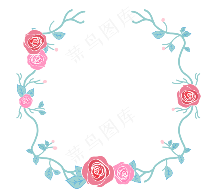 手绘唯美玫瑰植物边框