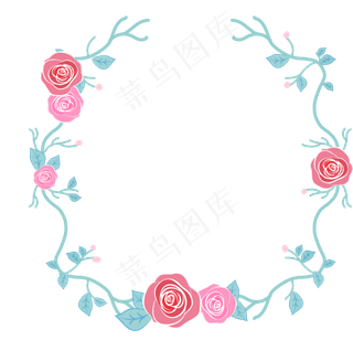 手绘唯美玫瑰植物边框