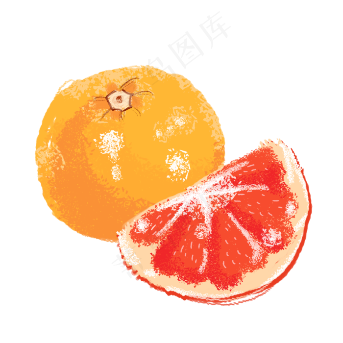 手绘装饰血橙水果元素