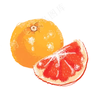 手绘装饰血橙水果元素