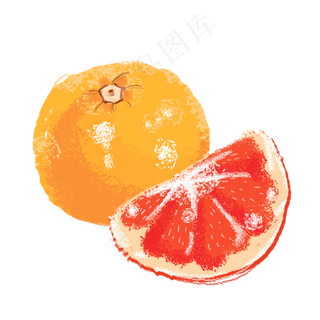 手绘装饰血橙水果元素