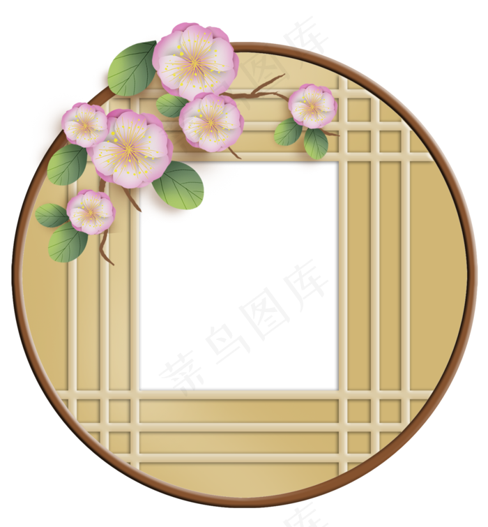 古风朴素窗子和海棠花(2000X2158(DPI:299))psd模版下载