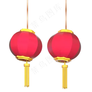 新年快乐装饰卡通灯笼,免抠元素