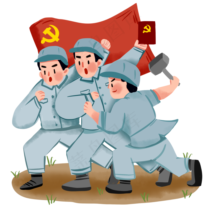七一建党节建军节革命人物免抠PNG(2000*2000px 300 dpi )psd模版下载