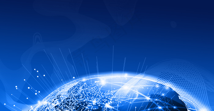 科技感发光地球商务大气蓝色渐变背景