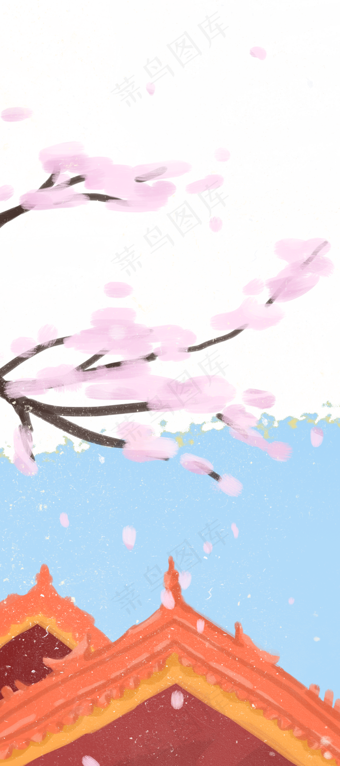 中国风手绘紫禁城装饰边框,免抠元素(2000*4500px 300 dpi )psd模版下载