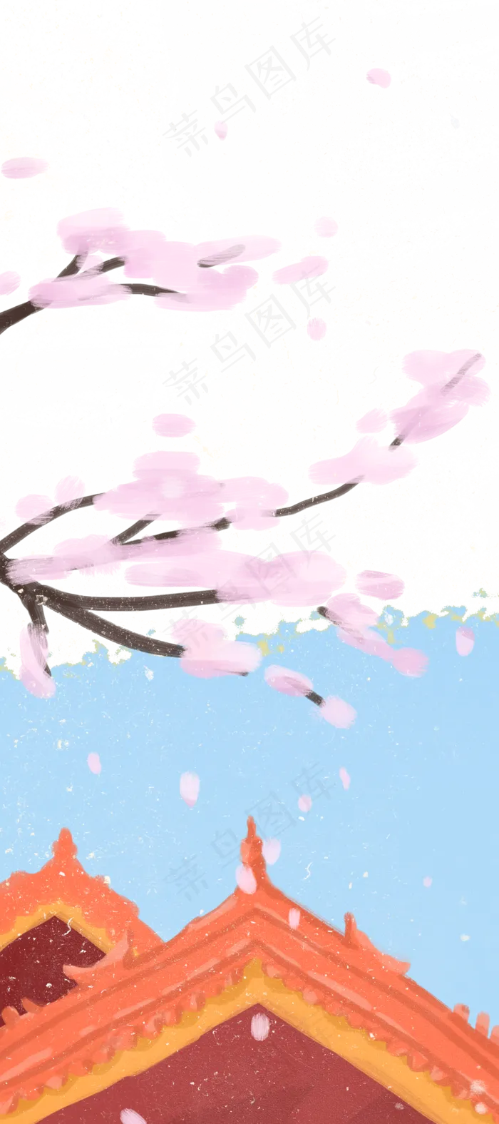 中国风手绘紫禁城装饰边框,免抠元素(2000*4500px 300 dpi )psd模版下载