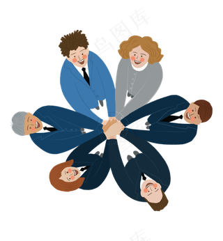 商务可爱手掌团结一起职场白领团,免抠元素