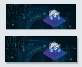 电子科技商务盾牌banner展板