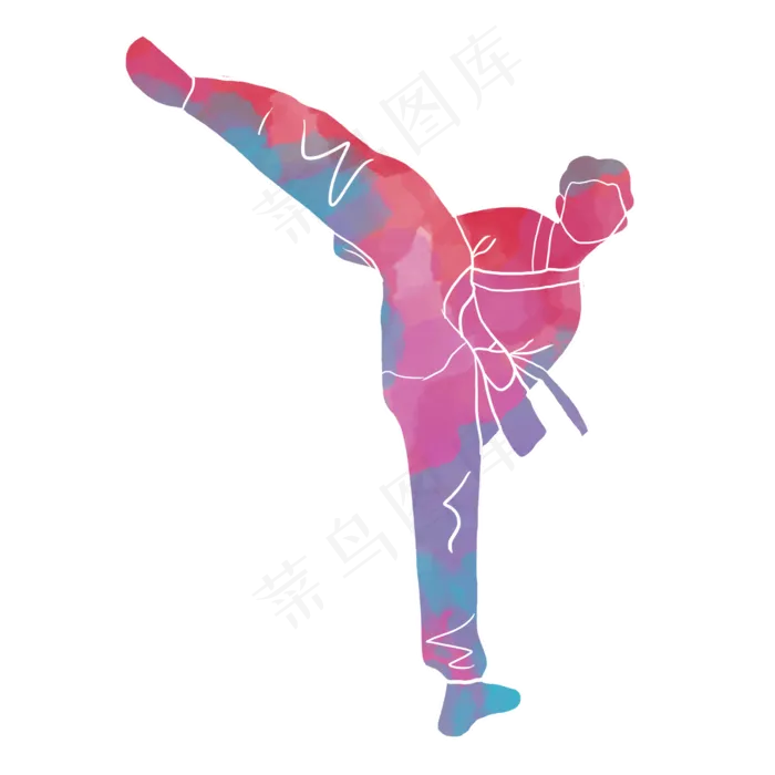 水彩运动跆拳道素材(2000X2000(DPI:300))psd模版下载