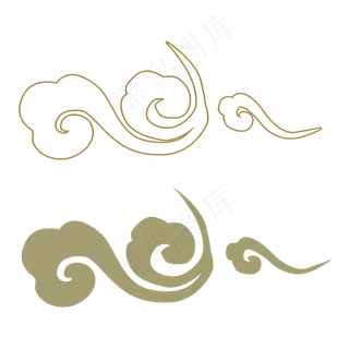 中秋节手绘卡通云纹,免抠元素