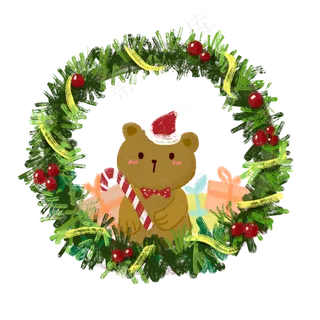 手绘圣诞节装饰小熊PNG免抠素材