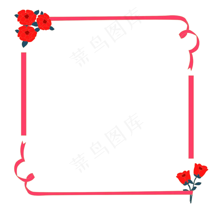 玫瑰花飘带边框素材下载(2362X2362(DPI:300))ai矢量模版下载
