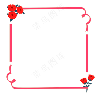 玫瑰花飘带边框素材下载